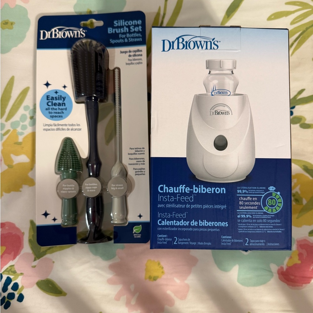 White Bottle Warmer and Brush Set